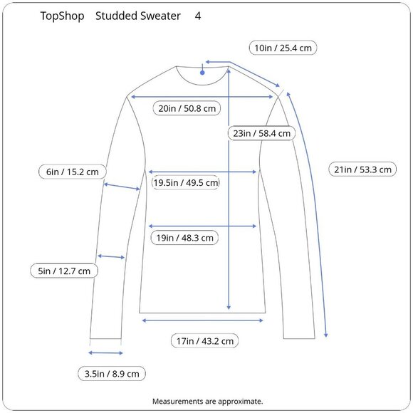 Topshop Heather Blue Long Sleeve Knit Jewel Studded Crewneck Sweater 4 - Picture 15 of 16